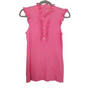 Lilly Pulitzer Shay Sleeveless Ruffle Tank Top Pima Cotton Womens XS 54868 Pink